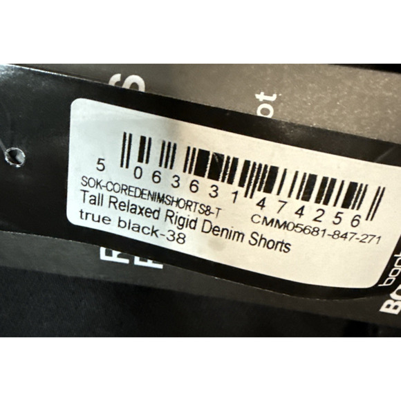 Boohooman Tall Relaxed Denim Shorts , Size 38, Black - Picture 2 of 5